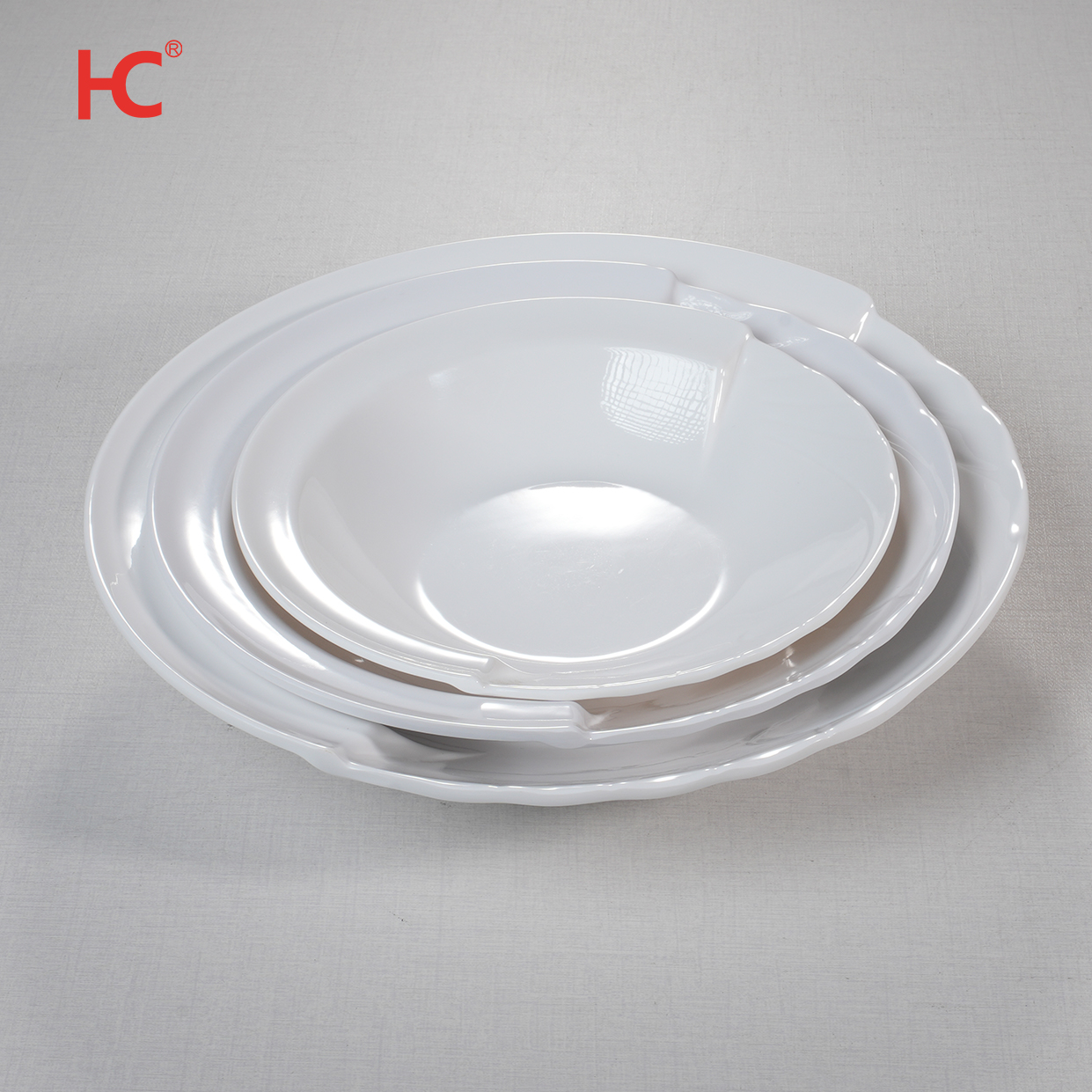 Customizable Melamine Dinnerware Sustainable White Plain Plastic Plate (16-51009) for Parties for Dishes & Plates