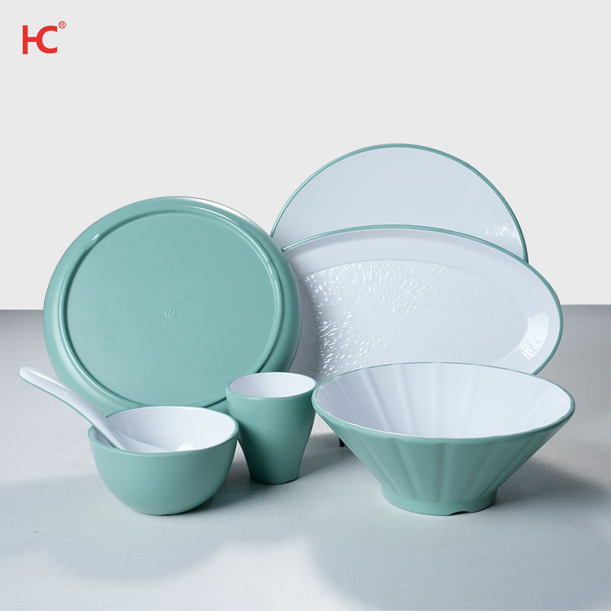 Hot selling cheap restaurant plate orange ramen serving bowls dessert dish with soup spoon luxury melamine tableware for hotel