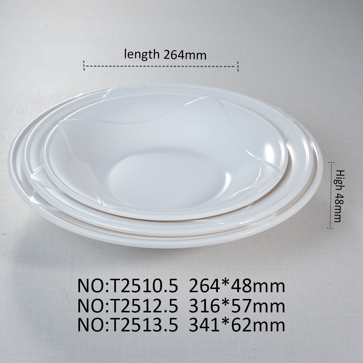 T2510.5 Elegant restaurant deep soup dishes round Unbreakable plastic durable dinnerware 100% Melamine Dinnerware salad oowl Set