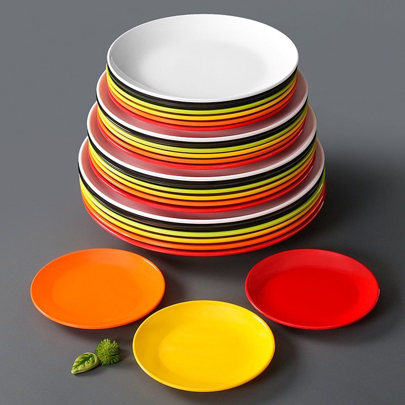 Hucheng round colorful design Melamine Serving Plate Set Sustainable Glossy Surface Unbreakable hotel restaurant