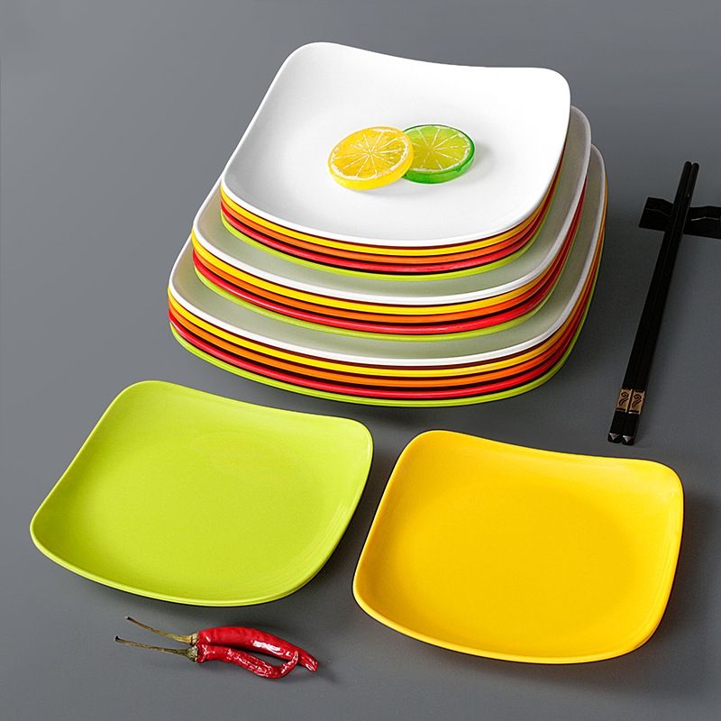 Hucheng round colorful design Melamine Serving Plate Set Sustainable Glossy Surface Unbreakable hotel restaurant