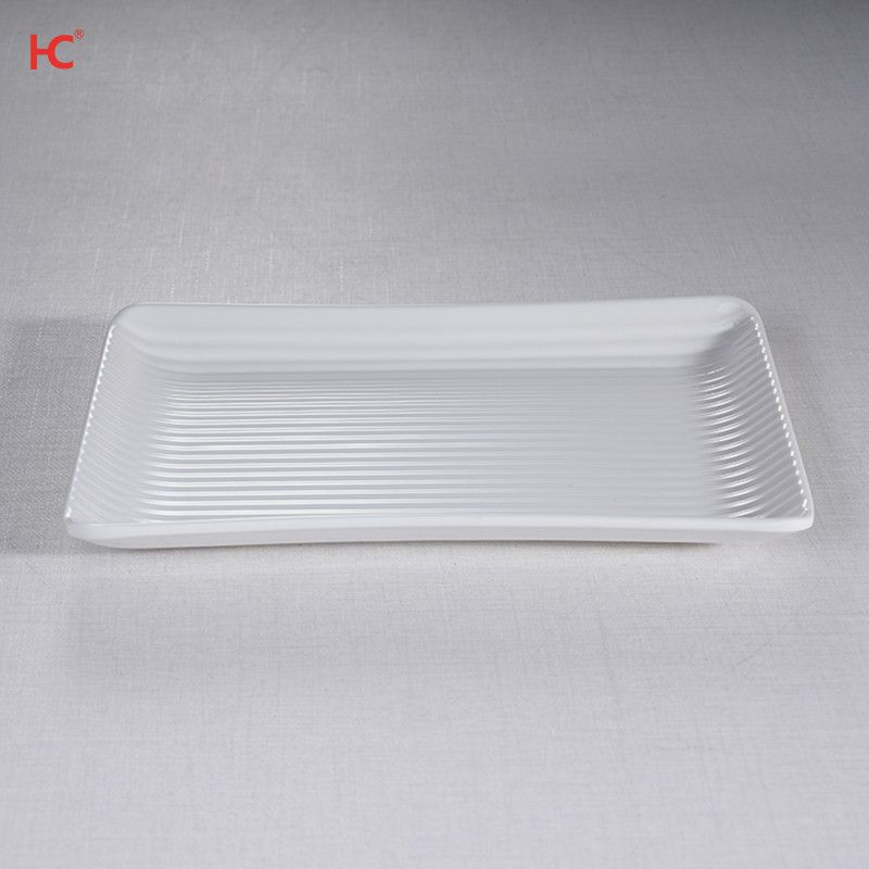 hot-rated Nordic Melamine Dish White Glossy Rectangle round Plate Bowl Sustainable Serving with Washer