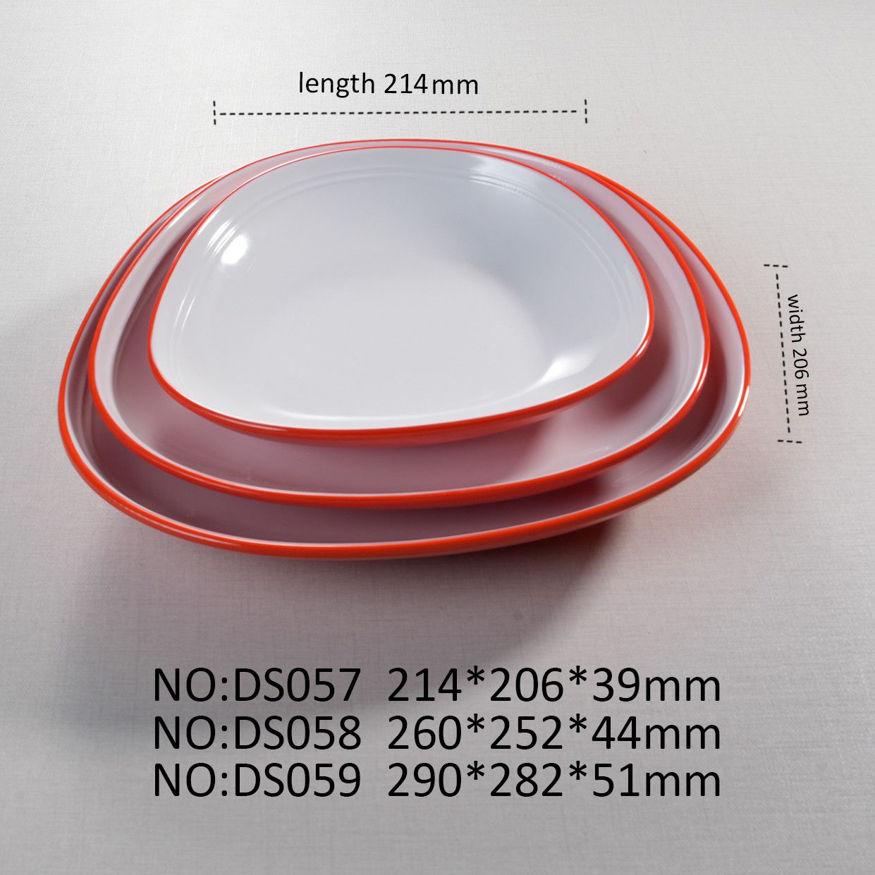 Hot selling cheap restaurant plate orange ramen serving bowls dessert dish with soup spoon luxury melamine tableware for hotel