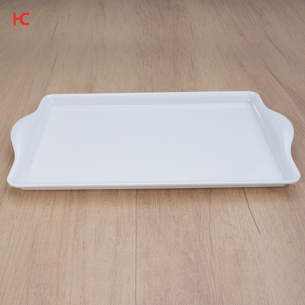 6415 factory wholesale restaurant use sustainable white Plastic 100% Melamine Tray high quality for Buffet Home Food Serving