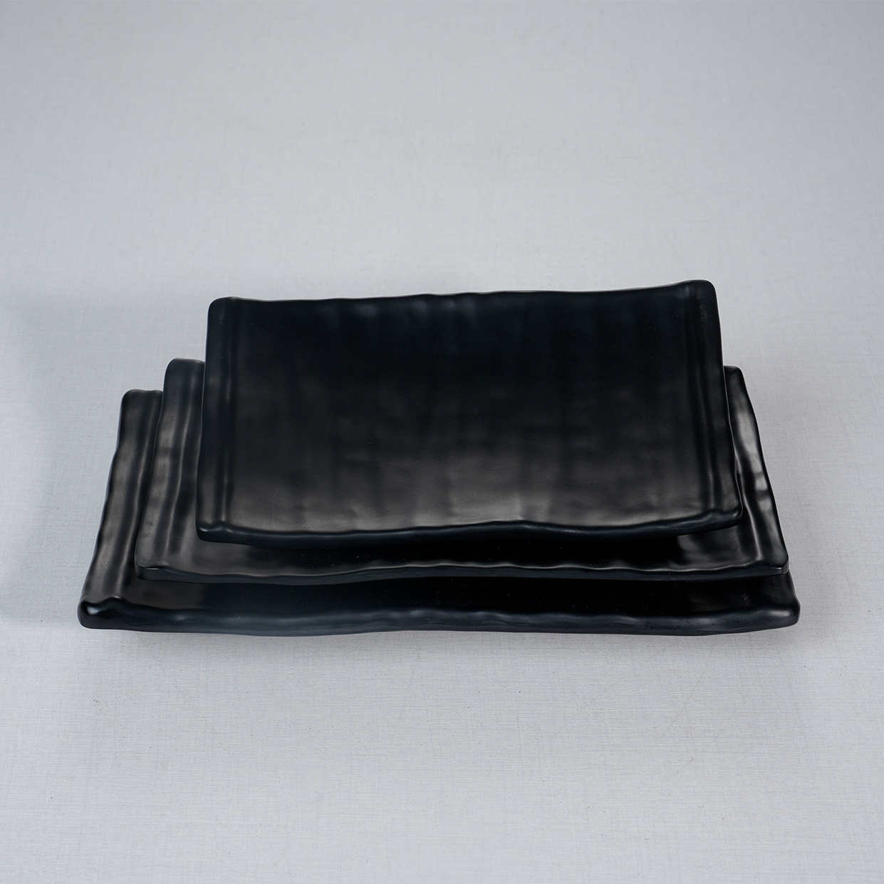 Factory Wholesale MS182 Classic Japanese Melamine Plate Dish Set High Quality Durable Rectangle Plastic Dinnerware black