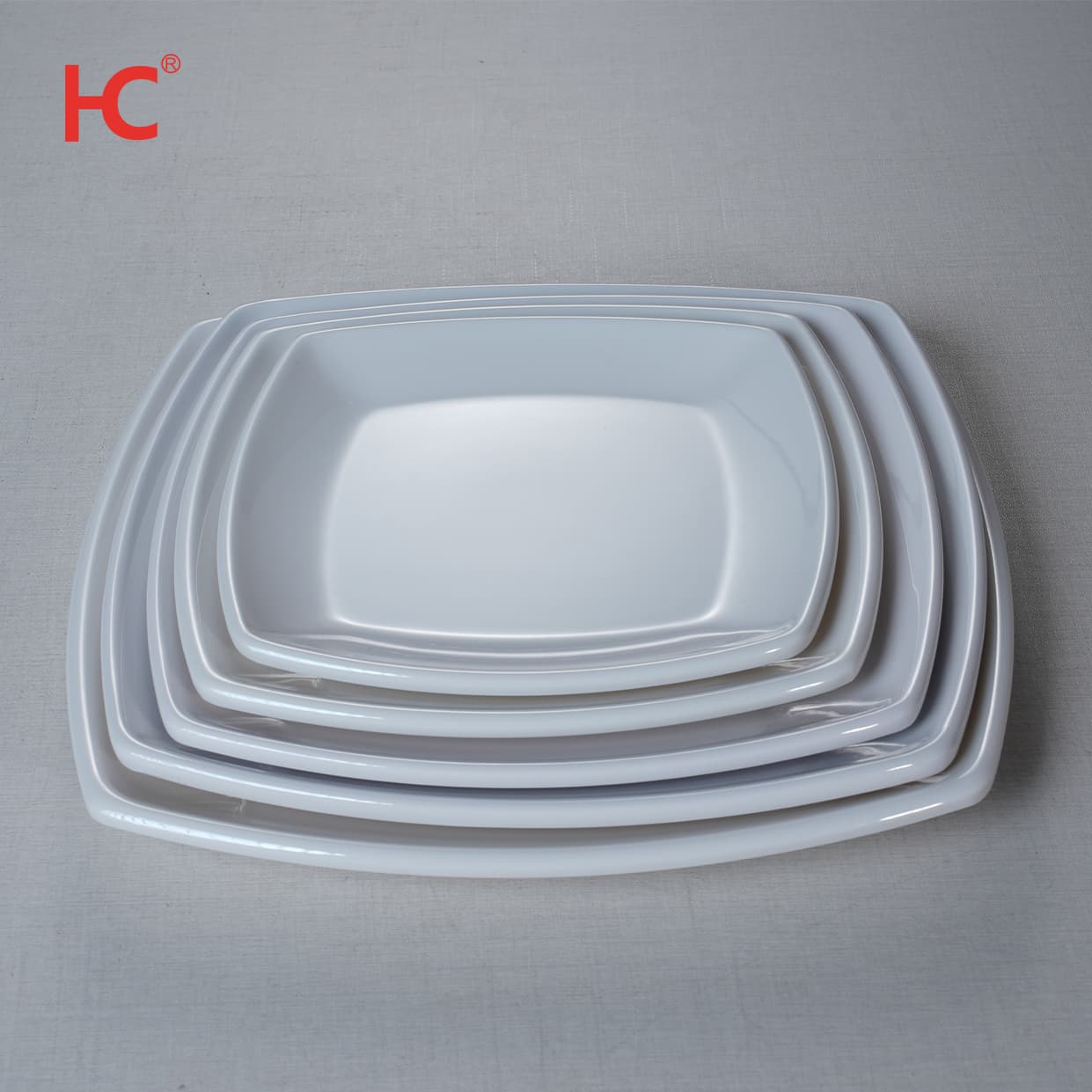 8307 Customizable 7 Inch Modern Celadon Design Oval Tray Dish Sustainable Fast Food Restaurant Plates Stocked Plastic Dish