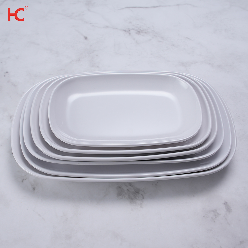 307 Customizable 7-Inch Celadon Technique Melamine Tray Dish Sustainable Fast Food Restaurant Cookware Modern Design Plastic Plates