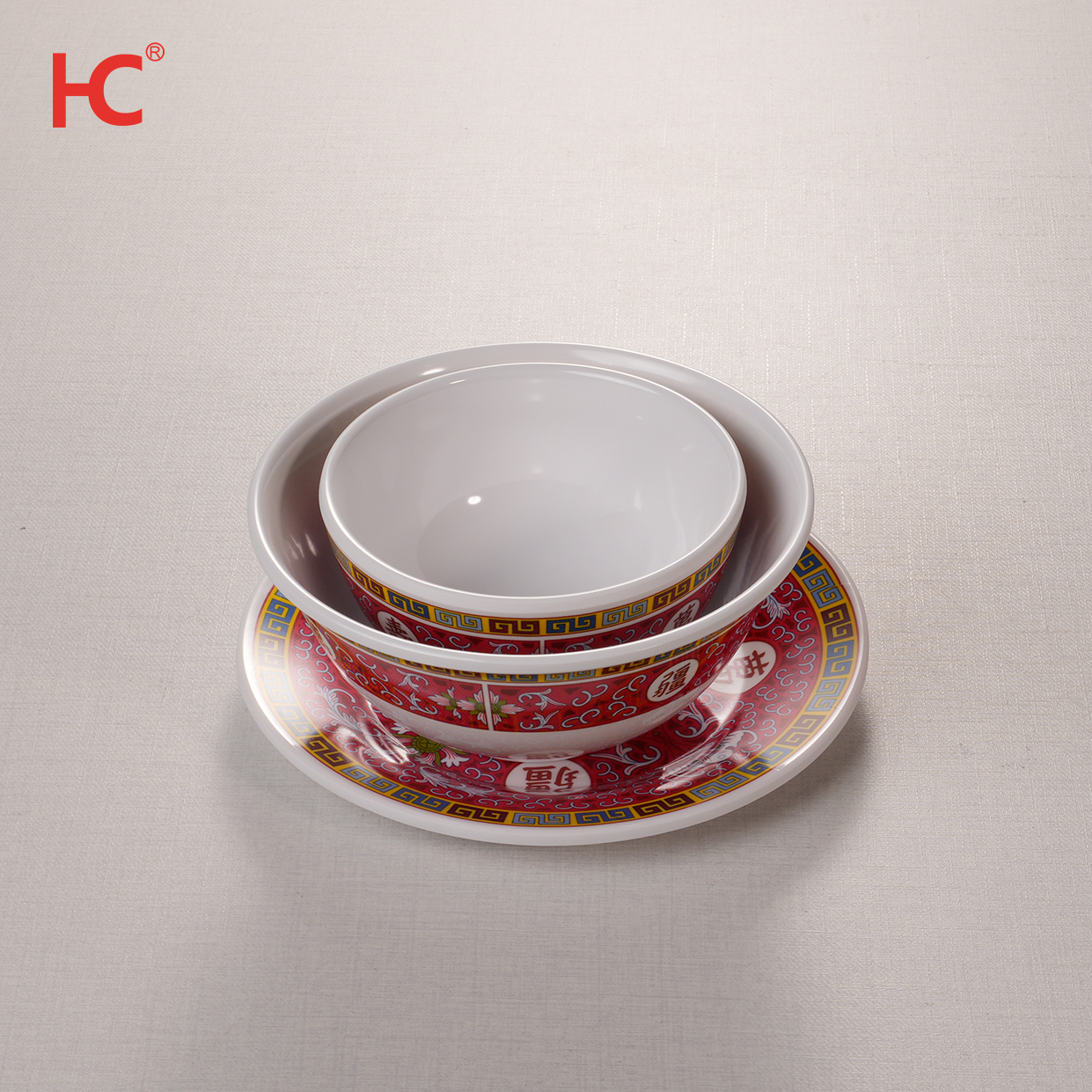 High Quality round Melamine Bowl and Unbreakable Glossy Plate Dish Set Sustainable for Home Parties with Decal Printing