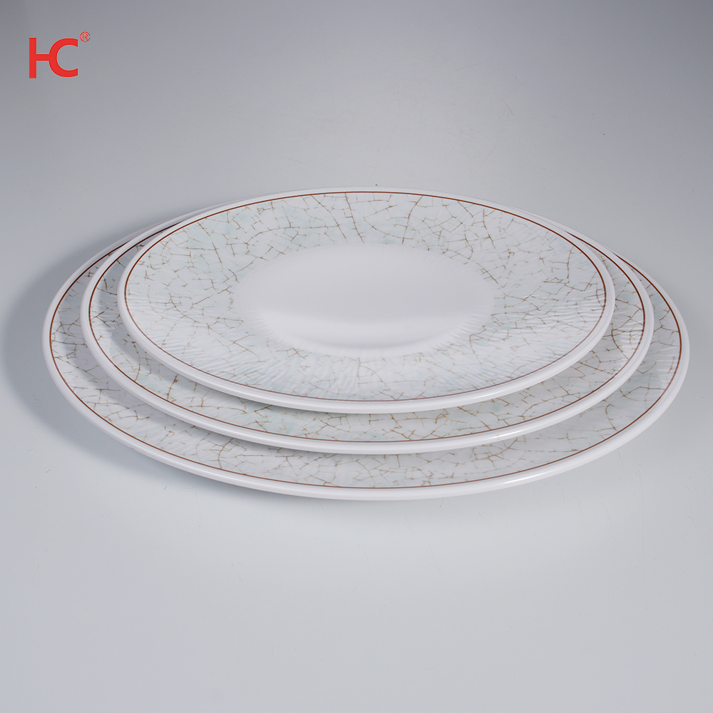 20112 Customizable Melamine Dinnerware Set Modern Luxury round Plate Kit Plastic Tableware Dish for Home and Restaurant Use