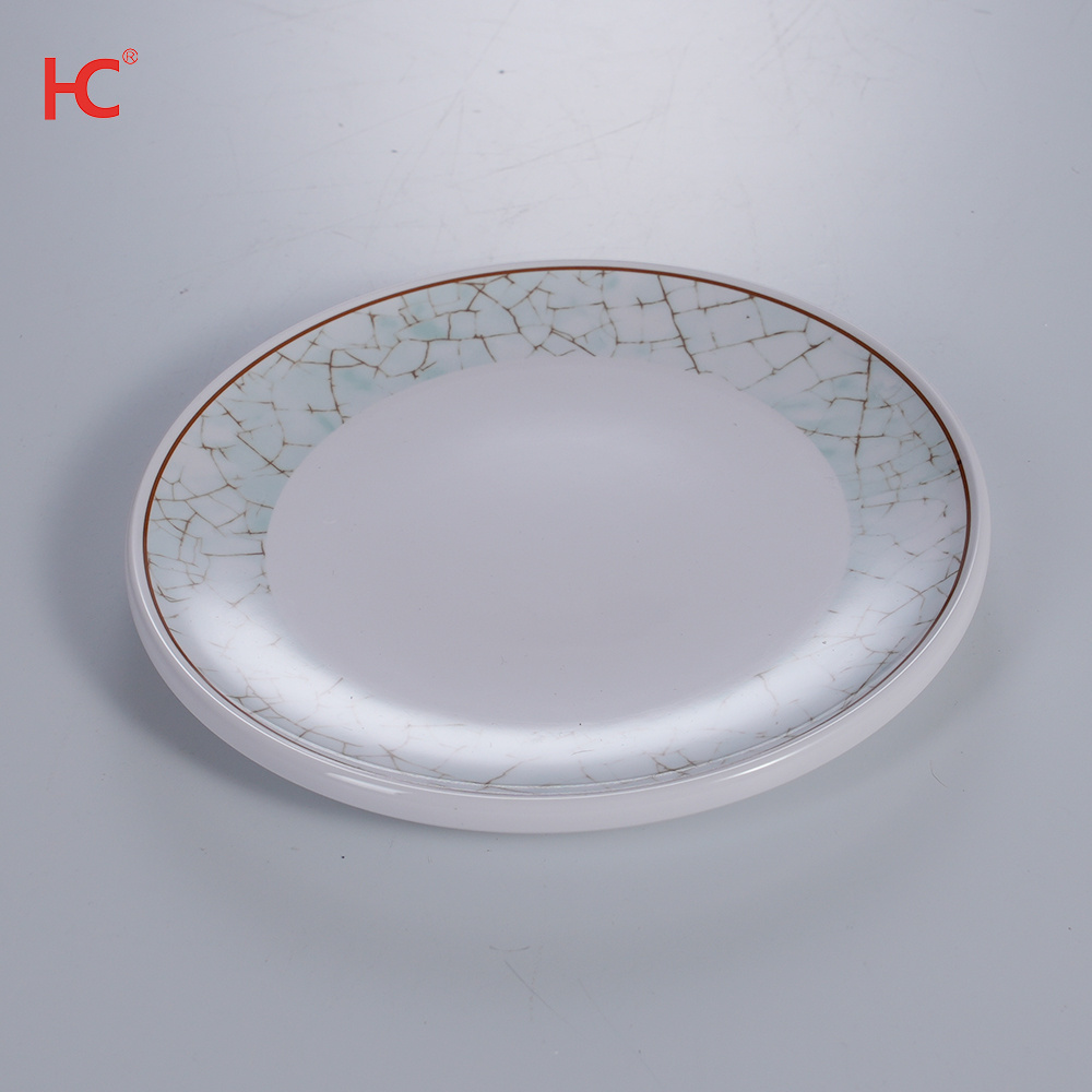 21074 Customizable Melamine Dinnerware Set Modern Luxury round Shallow Plate Plastic Tableware Dish for Home and Restaurant Use