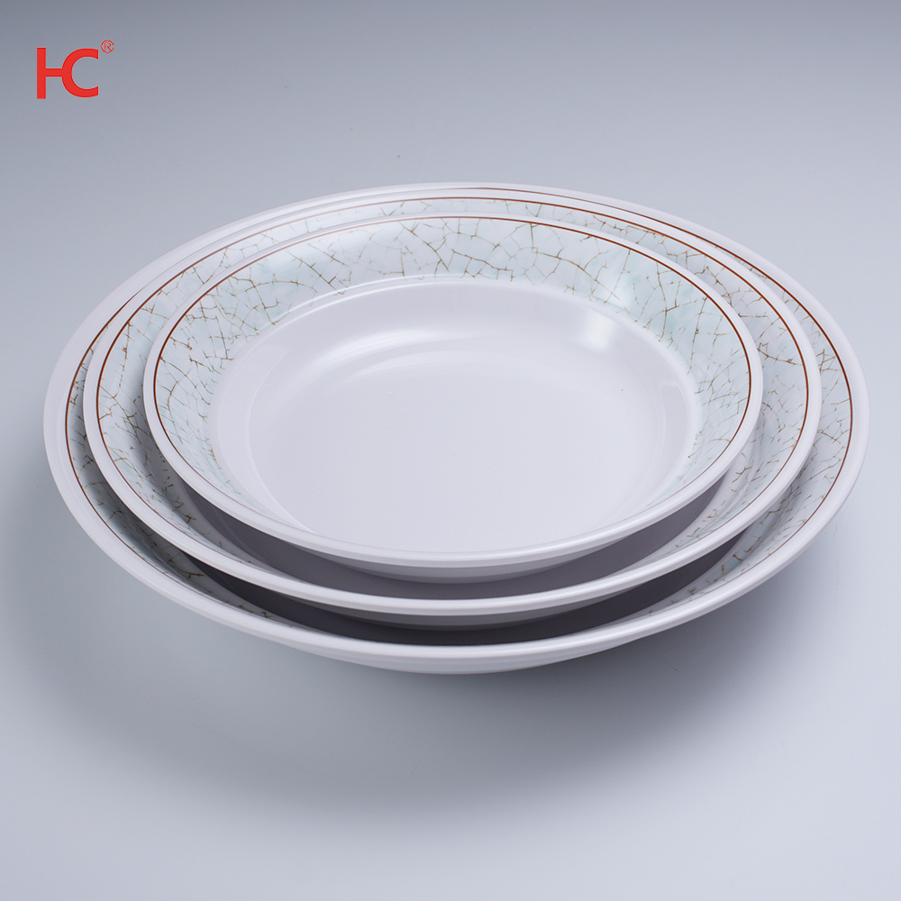 22104 Customizable Modern Luxury Melamine Dinnerware Set Deep Plate Kit Plastic Tableware Home Restaurant Use Parties Food