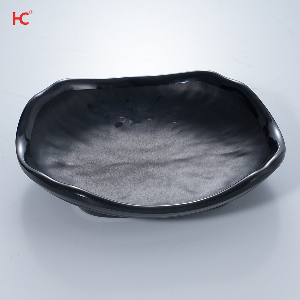 black Unbreakable Dinnerware High Quality A5 or A8 sakura Plate Unbreakable Dipping sauce dish Small fruit platter